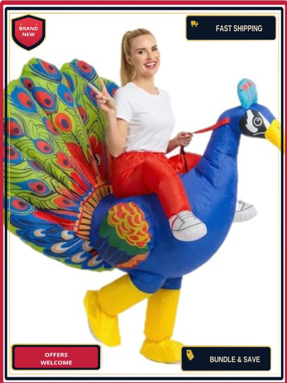 Inflatable Peacock Costume Adult Unisex Ride-On Halloween Cosplay Suit